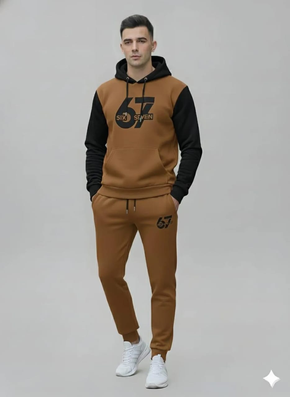 2 Pcs Trending 6 7 Men's Fleece Track Suit's