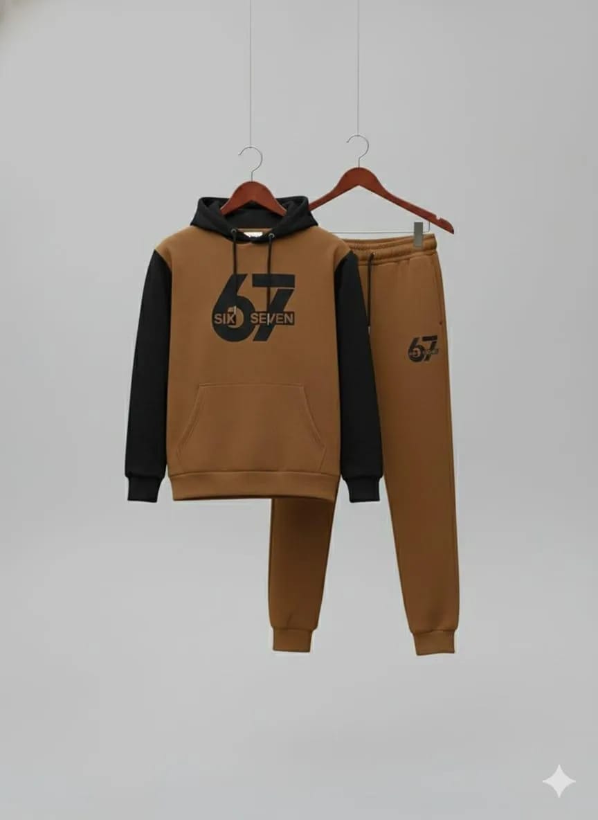 2 Pcs Trending 6 7 Men's Fleece Track Suit's